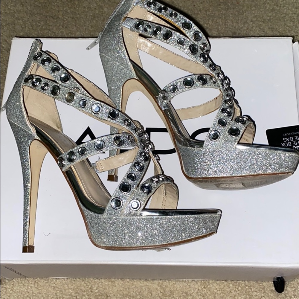 Silver heels, perfect for gowns